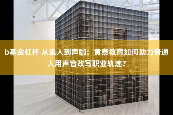 b基金杠杆 从素人到声咖：黄泰教育如何助力普通人用声音改写职业轨迹？