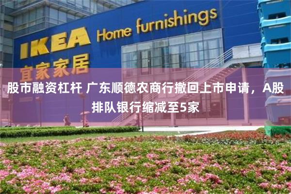 股市融资杠杆 广东顺德农商行撤回上市申请，A股排队银行缩减至5家